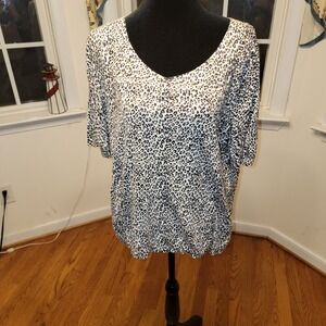 Talbots Leopard Print‎ Short Sleeve Womens Sweater Size XL Cotton & Rayon